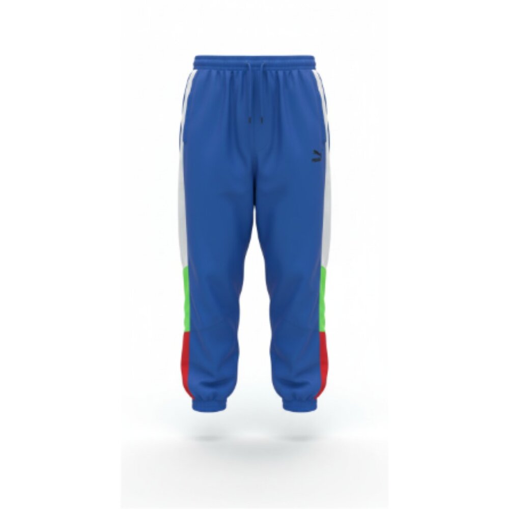 Vintage Puma Colorblock Track Pants – Blue, White, Green & Red